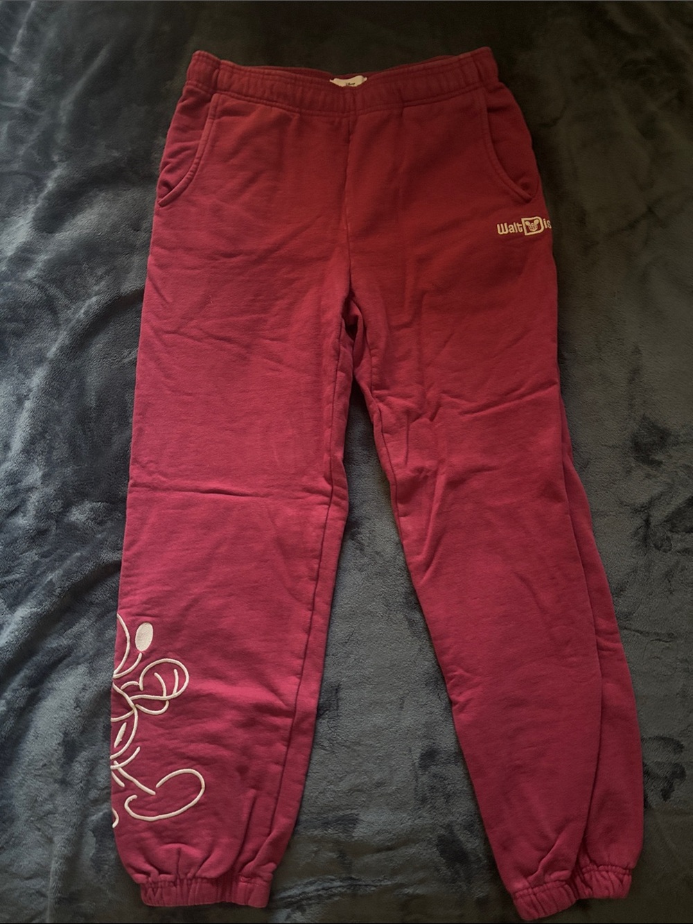 Disney Maroon Track Joggers with White Accent